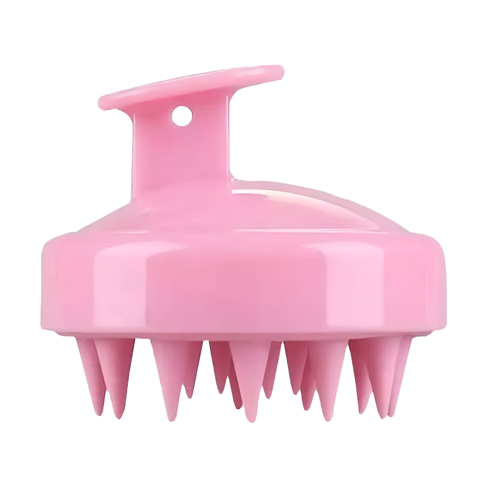 

Щітка-масажер для шкіри голови Cosmo Shop силіконова, кругла з ручкою, матова рожева, 1 шт (CS041MR)