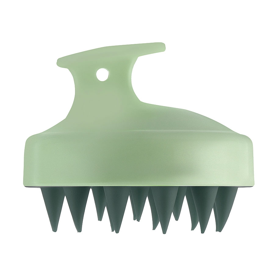 

Щітка-масажер для шкіри голови Cosmo Shop силіконова, кругла з ручкою, матова вірідан, 1 шт (CS041MS)