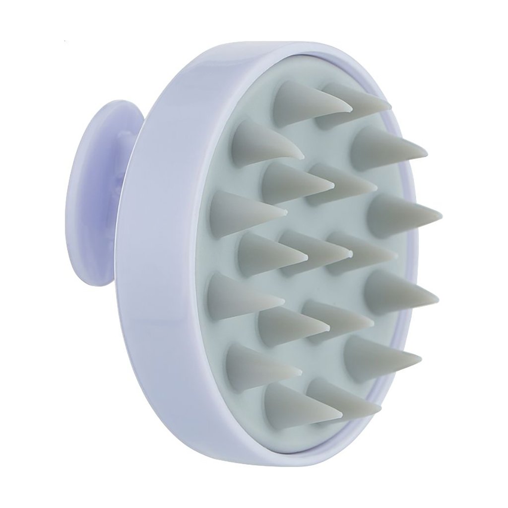 

Щітка-масажер для шкіри голови Cosmo Shop силіконова, кругла з ручкою, матова біло-сіра, 1 шт (CS041WG)