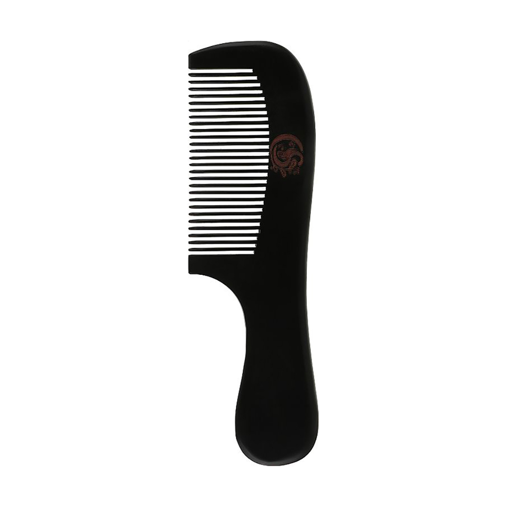 

Гребінець для волосся Cosmo Shop дерев'яний, з ручкою, чорний, 18*5.3 см, 1 шт (CS372)