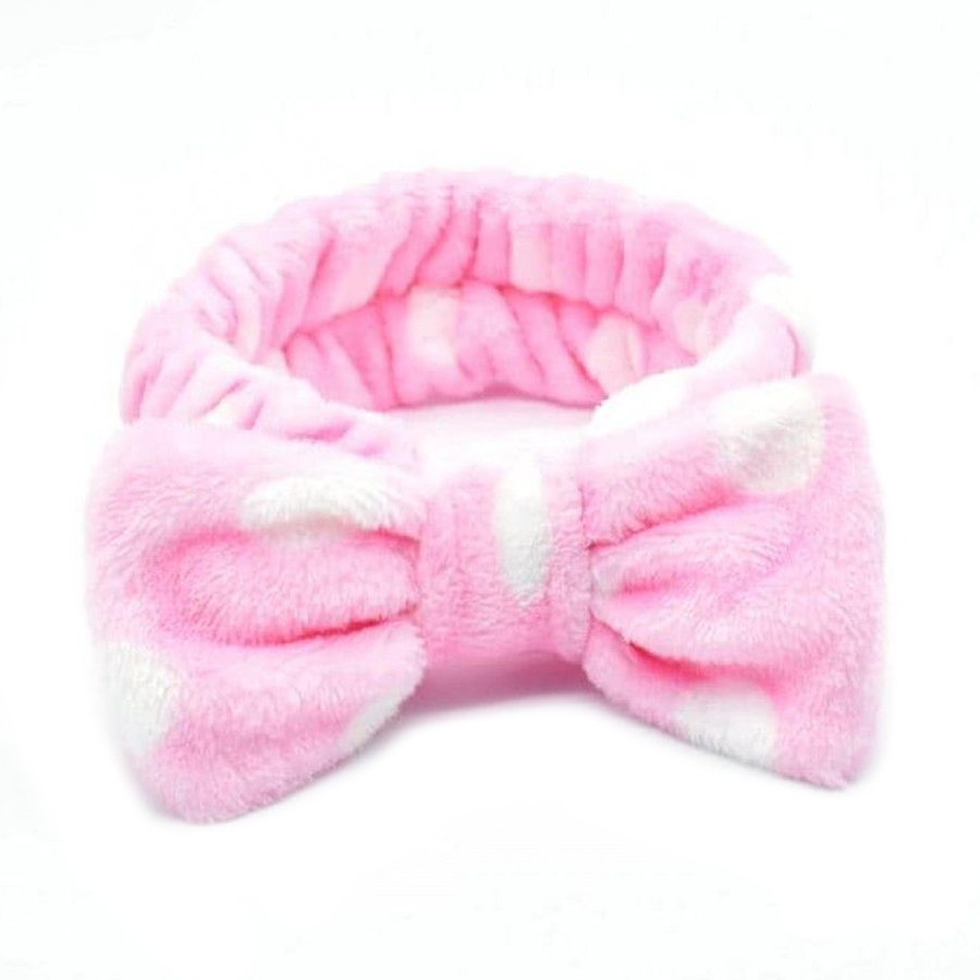 

Пов'язка косметична Cosmo Shop Бантик, рожева з білим горошком, 1 шт (CS11005)