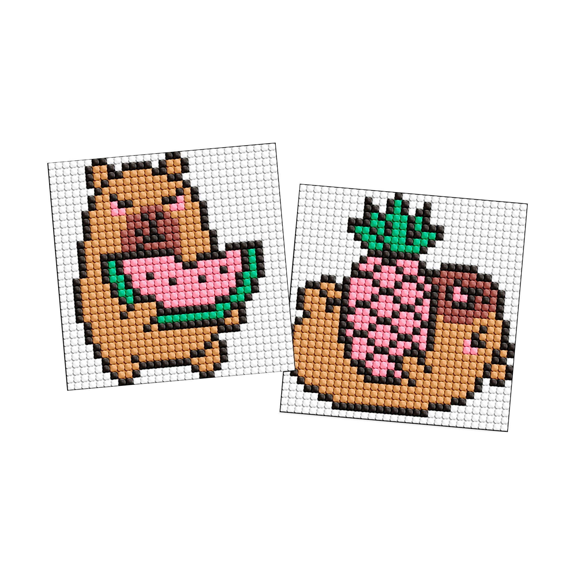 

Алмазна мозаїка на магнітній основі Ideyka Капібара: ананас і кавун, 9*9 см, 2 шт (AMG1167)