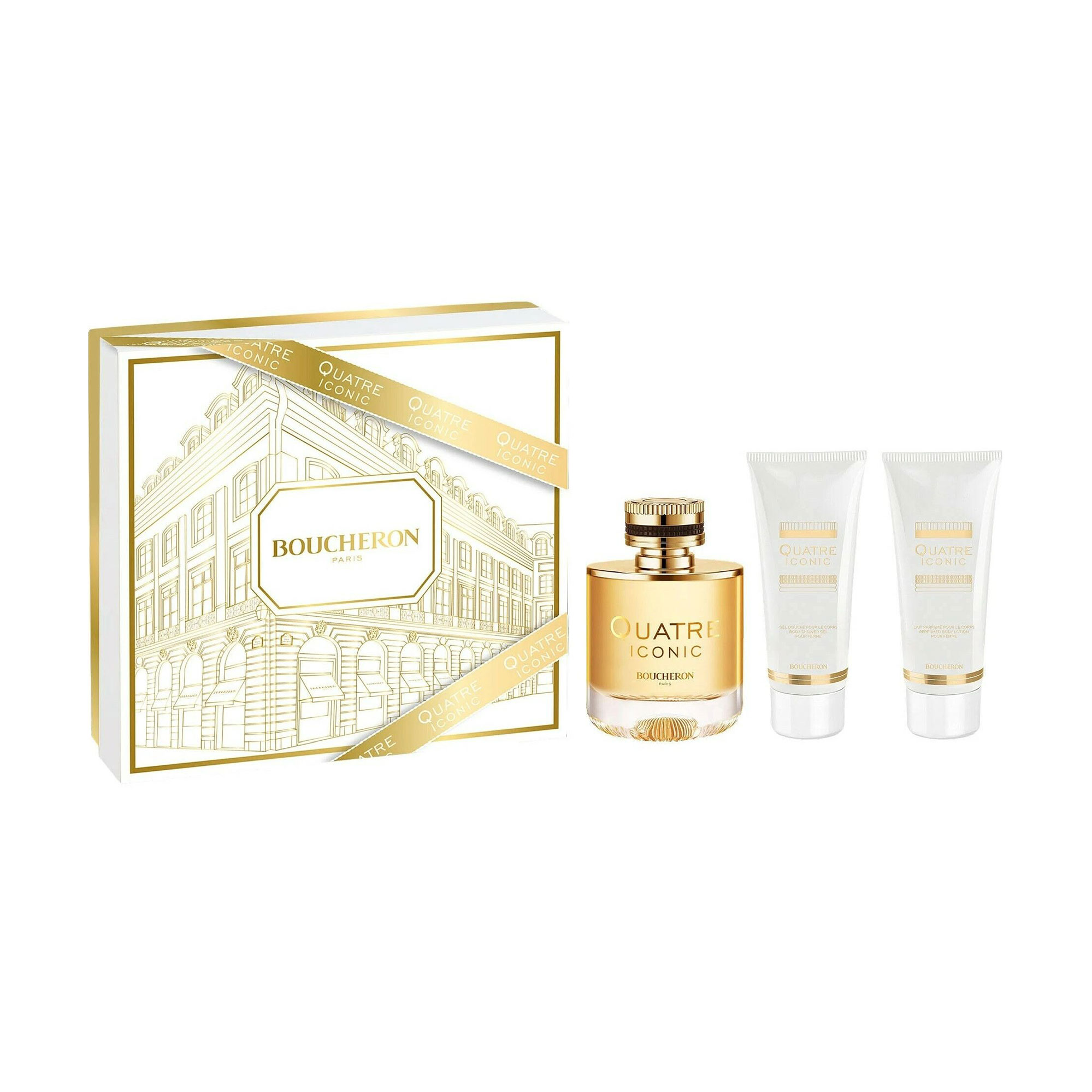 

Парфумований набір жіночий Boucheron Quatre Iconic (парфумована вода, 100 мл + лосьйон, 100 мл + гель для душу, 100 мл)