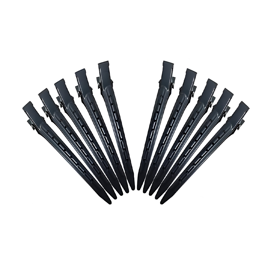 

Пробірні затискачі для волосся Cosmo Shop металеві, чорні, довжина 90 мм, 10 шт (CS74)