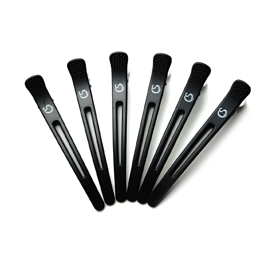 

Пробірні затискачі для волосся Cosmo Shop пластикові, чорні, довжина 115 мм, 6 шт (CS77B)