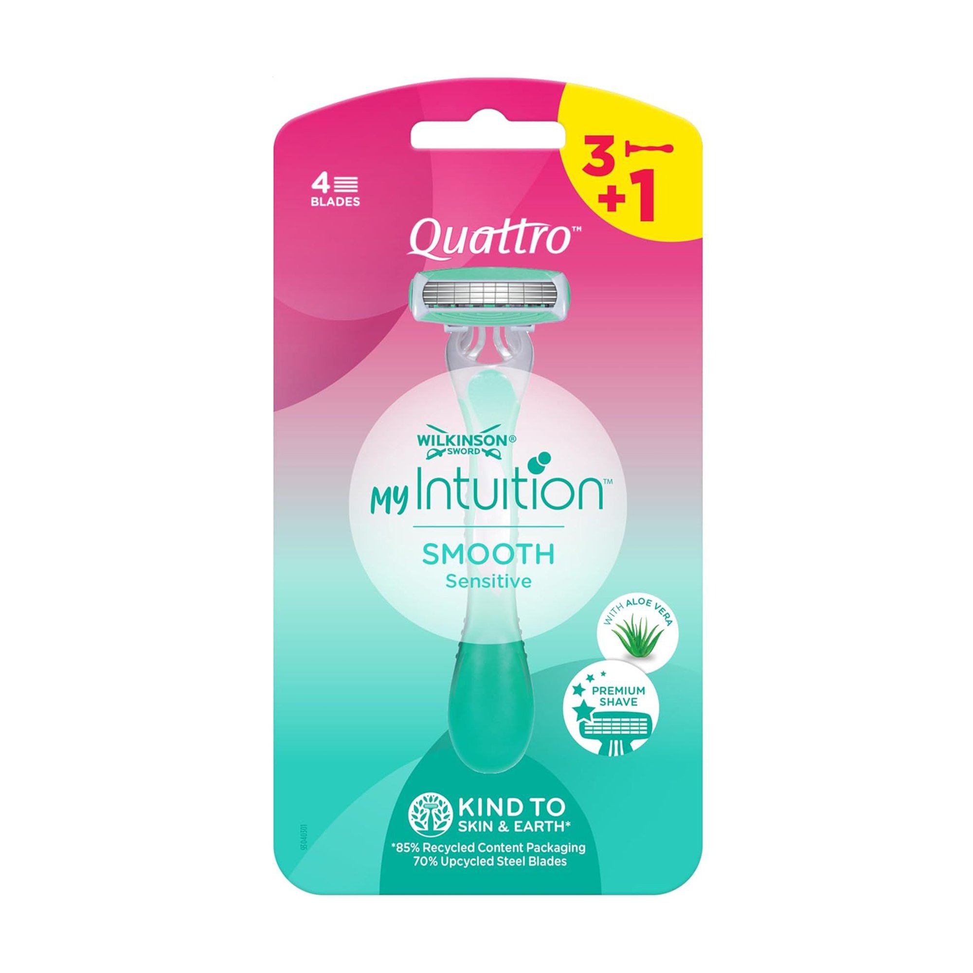 

Одноразові бритви Wilkinson Sword Quattro My Intuition Smooth Sensitive жіночі, 3+1 шт