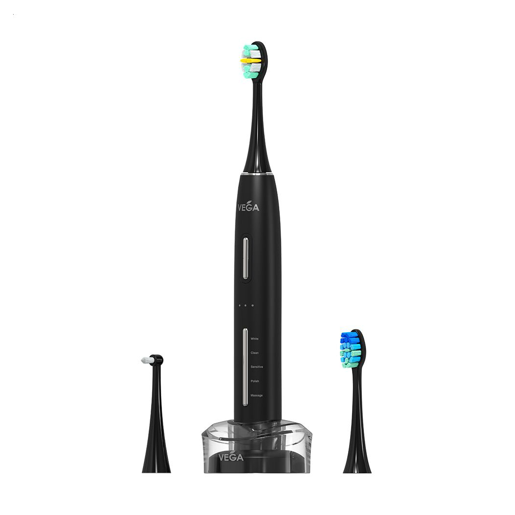 

Електрична звукова зубна щітка Vega Sonic Smart Pro VT-800 B, 5 режимів чищення, чорна, 1 шт