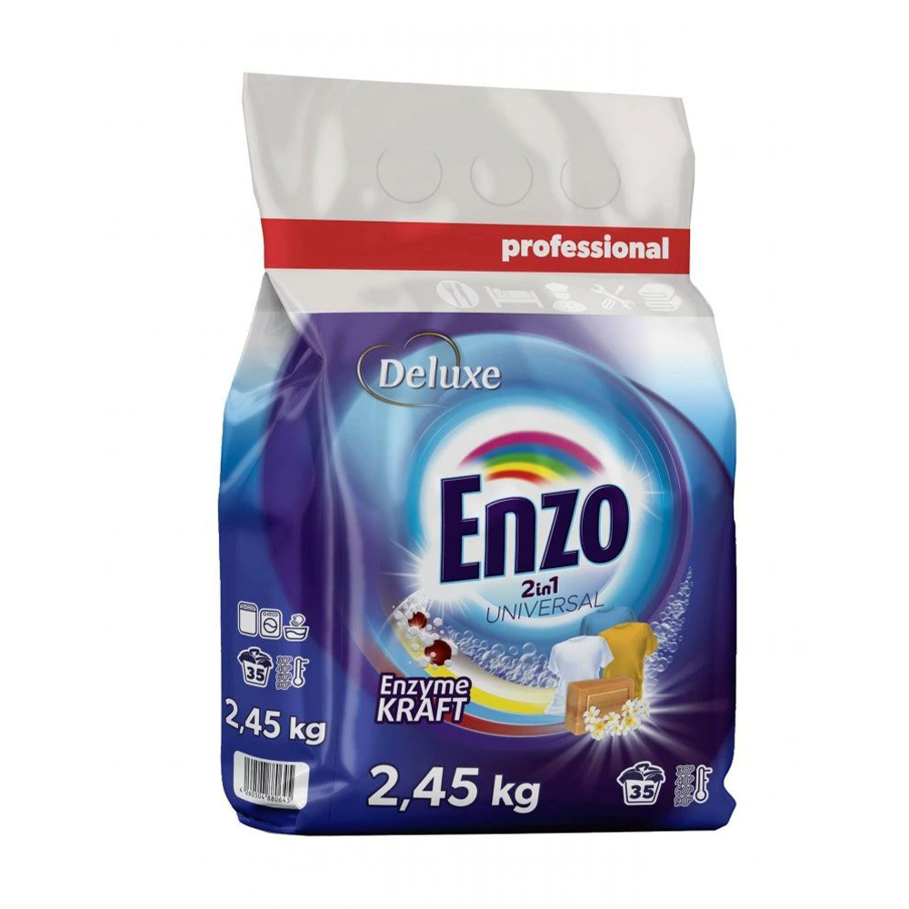 

Пральний порошок Deluxe Enzo 2 in 1 Universal 35 циклів прання, 2.45 кг