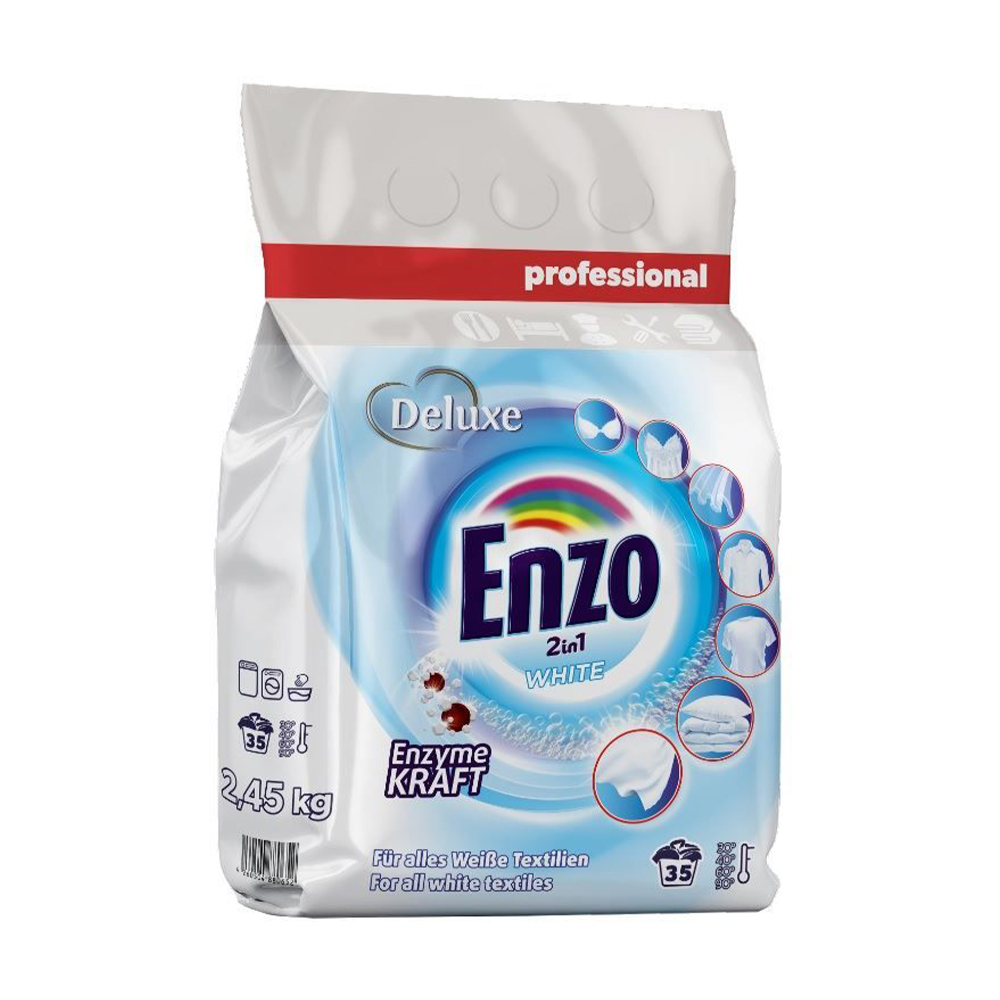 

Пральний порошок Deluxe Enzo 2 in 1 White 35 циклів прання, 2.45 кг