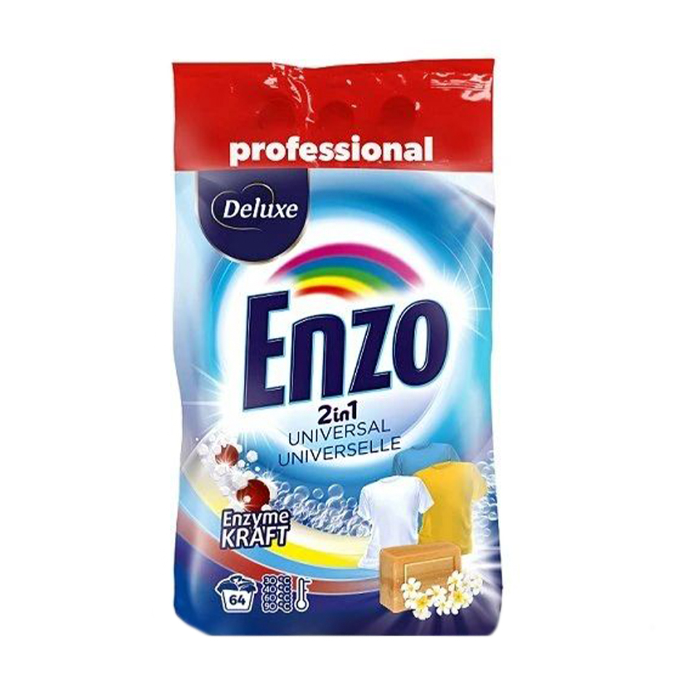 

Пральний порошок Deluxe Enzo 2 in 1 Universal 64 цикли прання, 4.5 кг