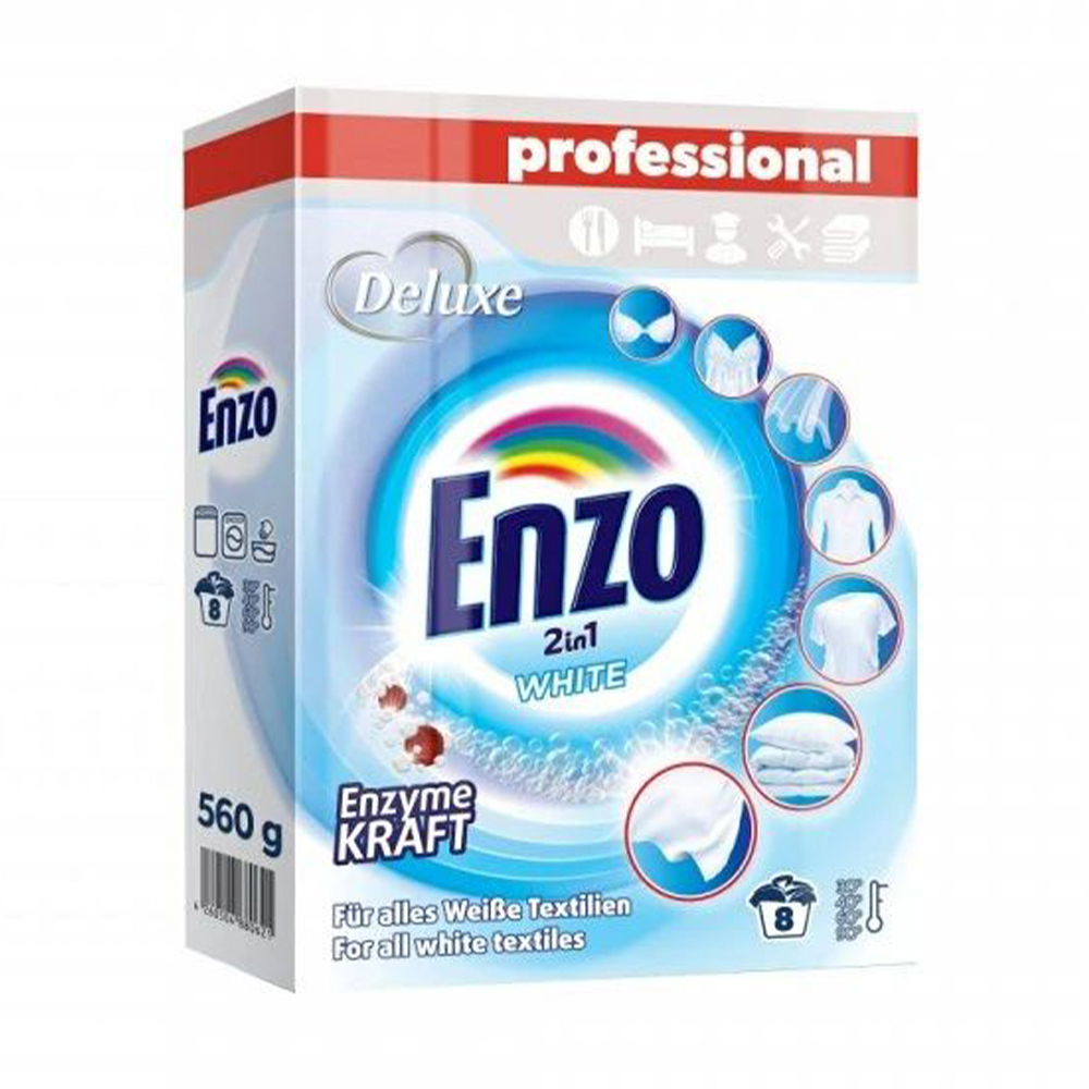 

Пральний порошок Deluxe Enzo 2 in 1 White 8 циклів прання, 560 г