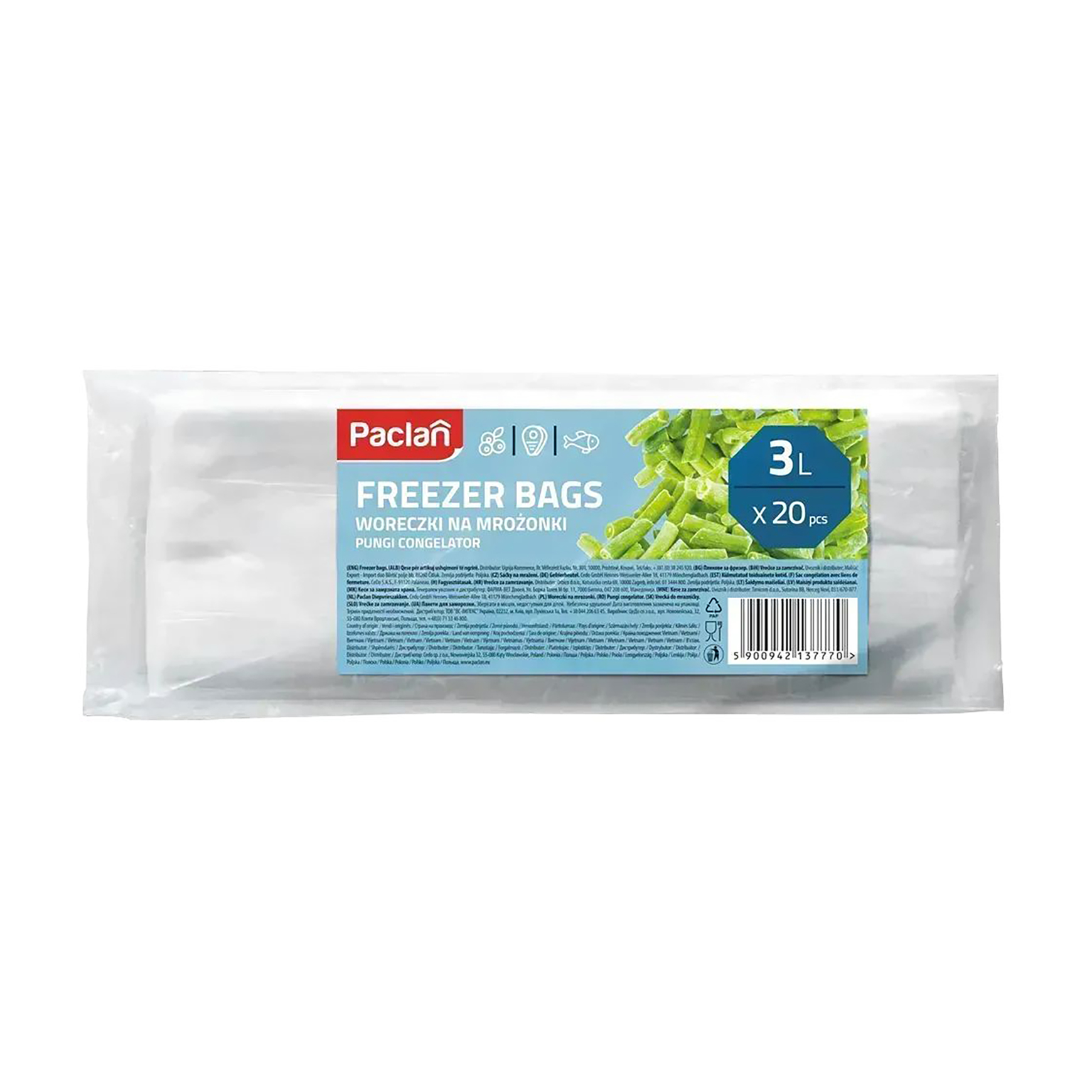 

Пакети для заморожування Paclan Freezer Bags 3 л, 20 шт