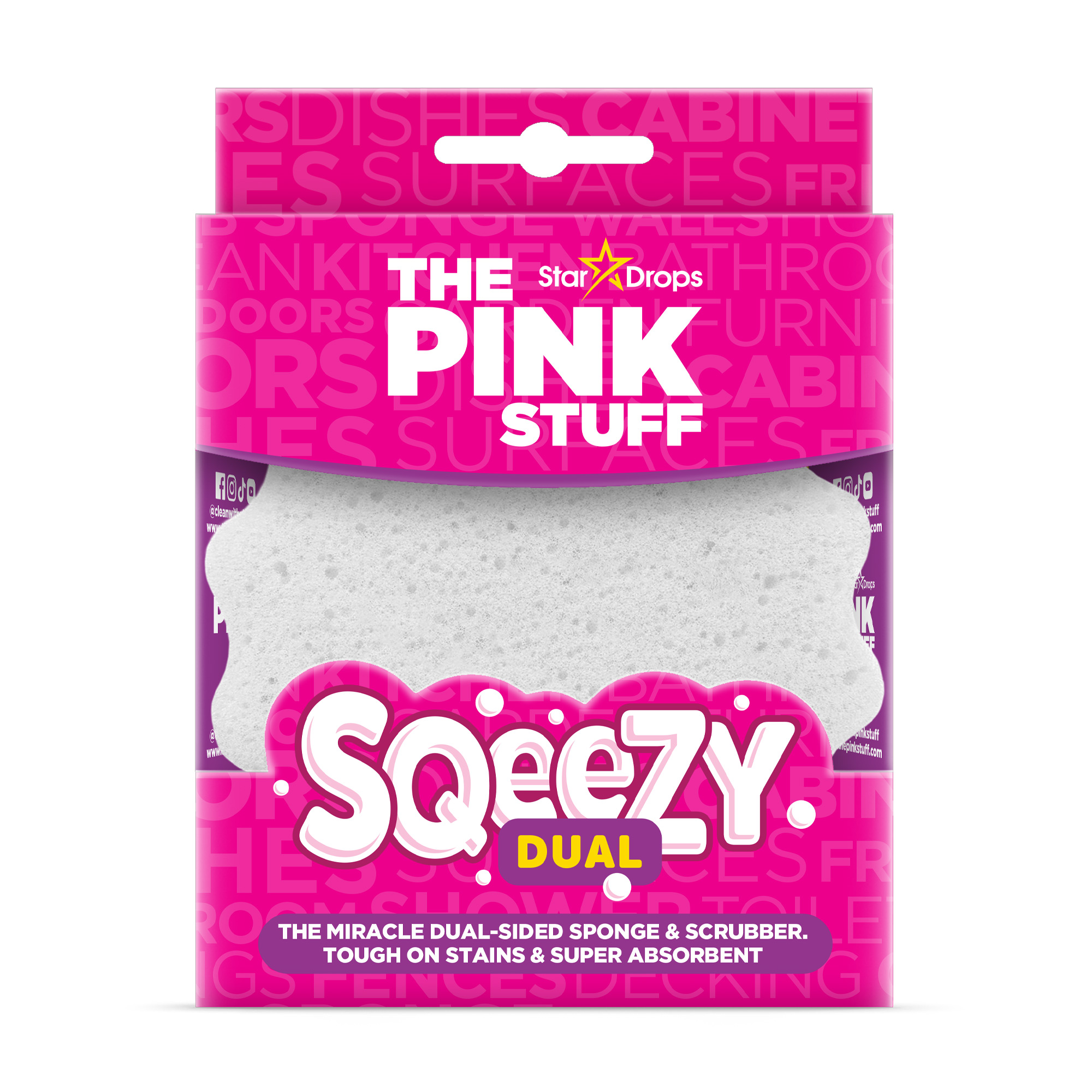 

Губка для прибирання The Pink Stuff Sqeezy Dual Універсальна, двостороння, 1 шт