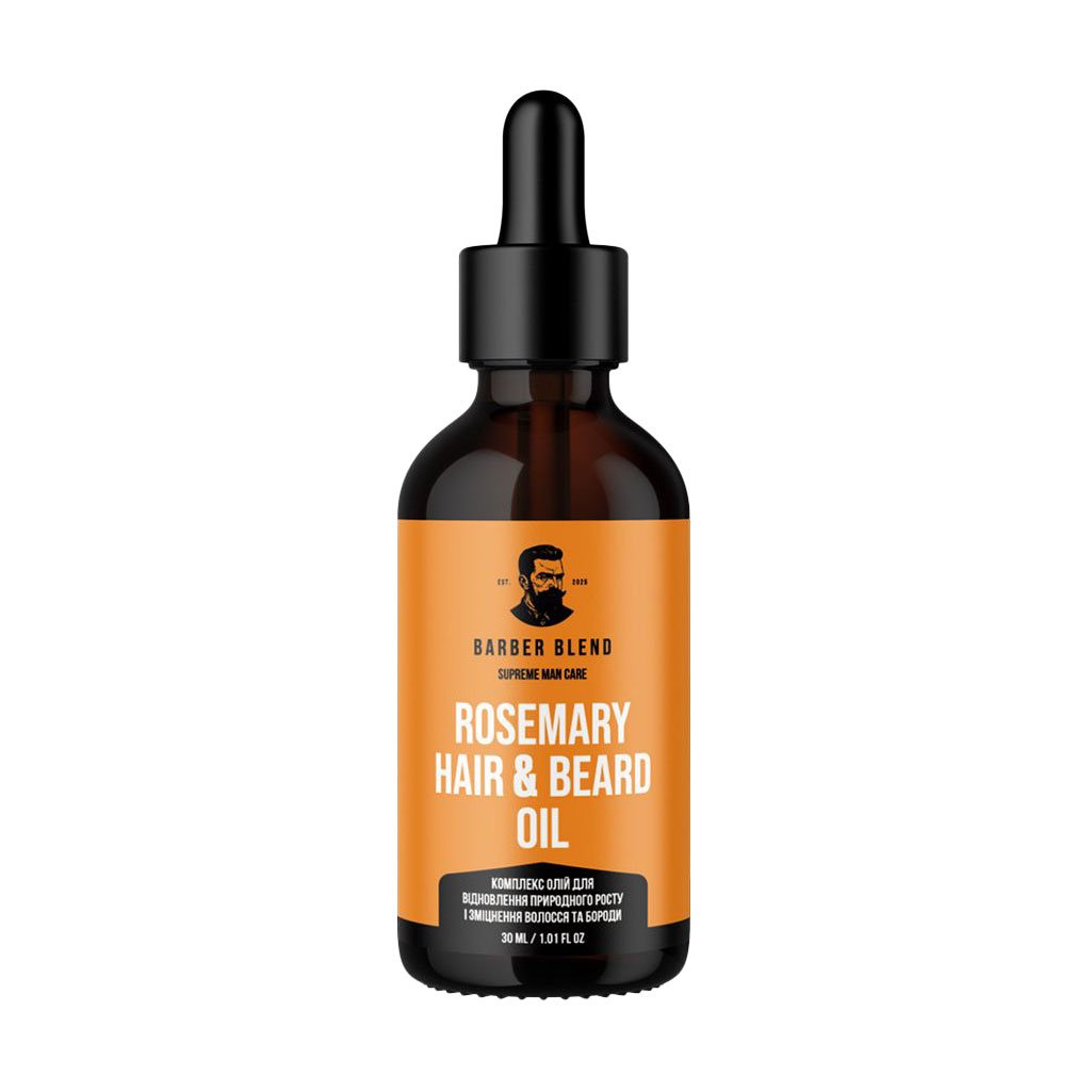 

Комплекс олій Barber Blend Rosemary Hair & Beard Oil для відновлення природного росту та зміцнення волосся та бороди, 30 мл