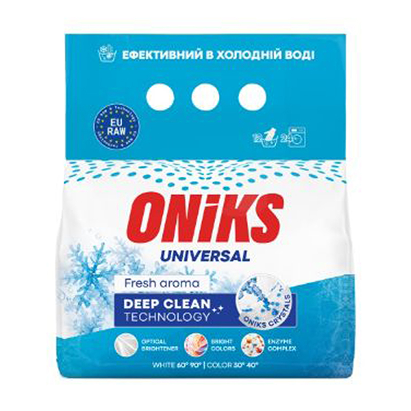 

Пральний порошок Oniks Universal Fresh Aroma, 24 цикли прання, 1.2 кг