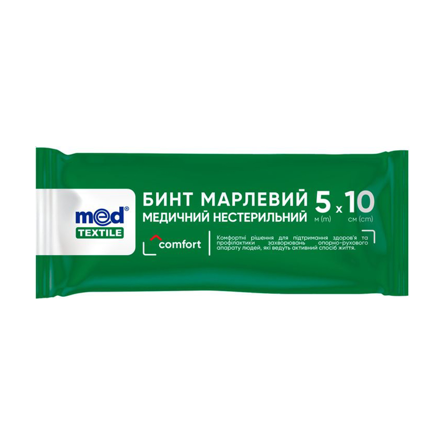 

Бинт марлевий медичний нестерильний MedTextile, 5 м*10 см