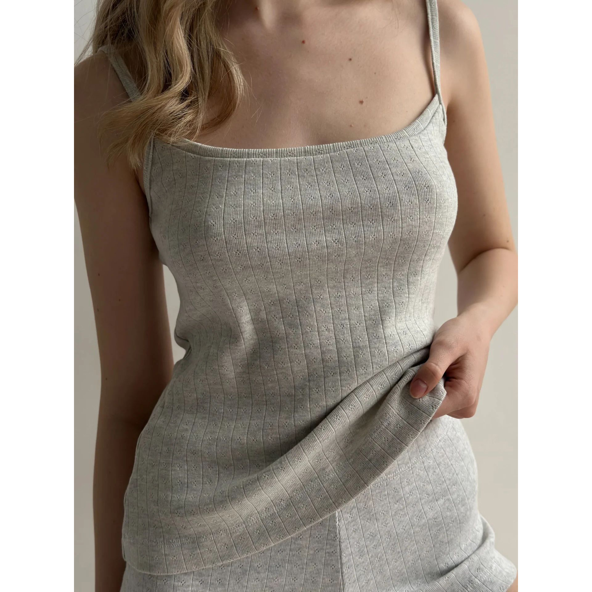 

Майка жіноча Twins Рібана, на бретелях, світло-сіра, розмір M (14422)