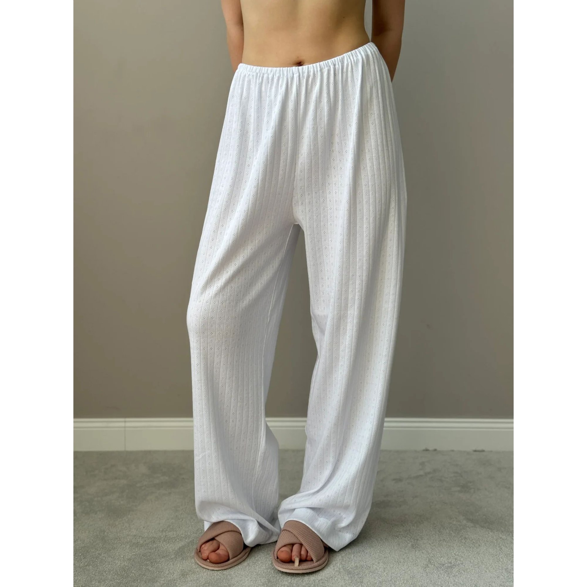 

Штани жіночі Twins Рібана, широкі, білі, розмір S (15191)