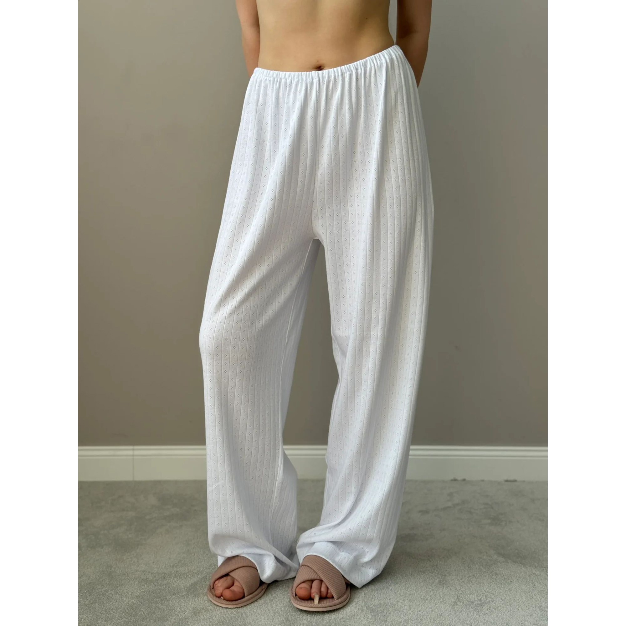 

Штани жіночі Twins Рібана, широкі, білі, розмір M (15192)