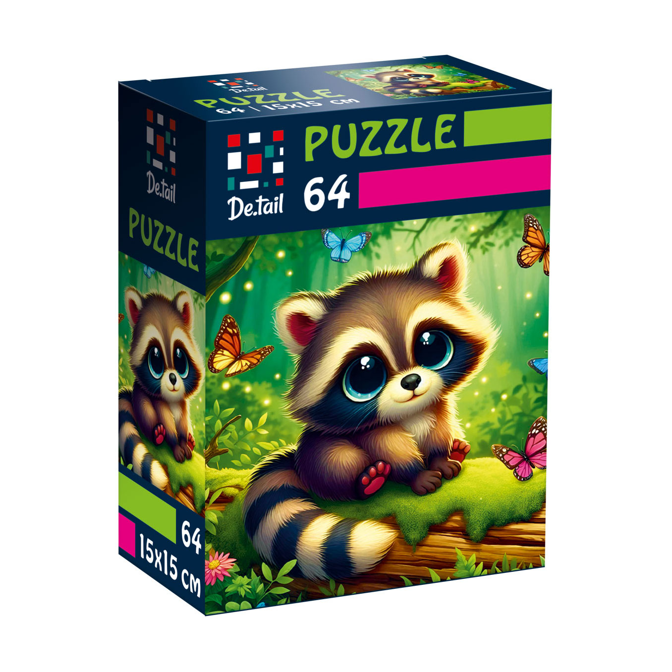 

Пазли De.tail Єнот з метеликами, 15*15 см, 64 деталі, від 5 років (DT1234-12)