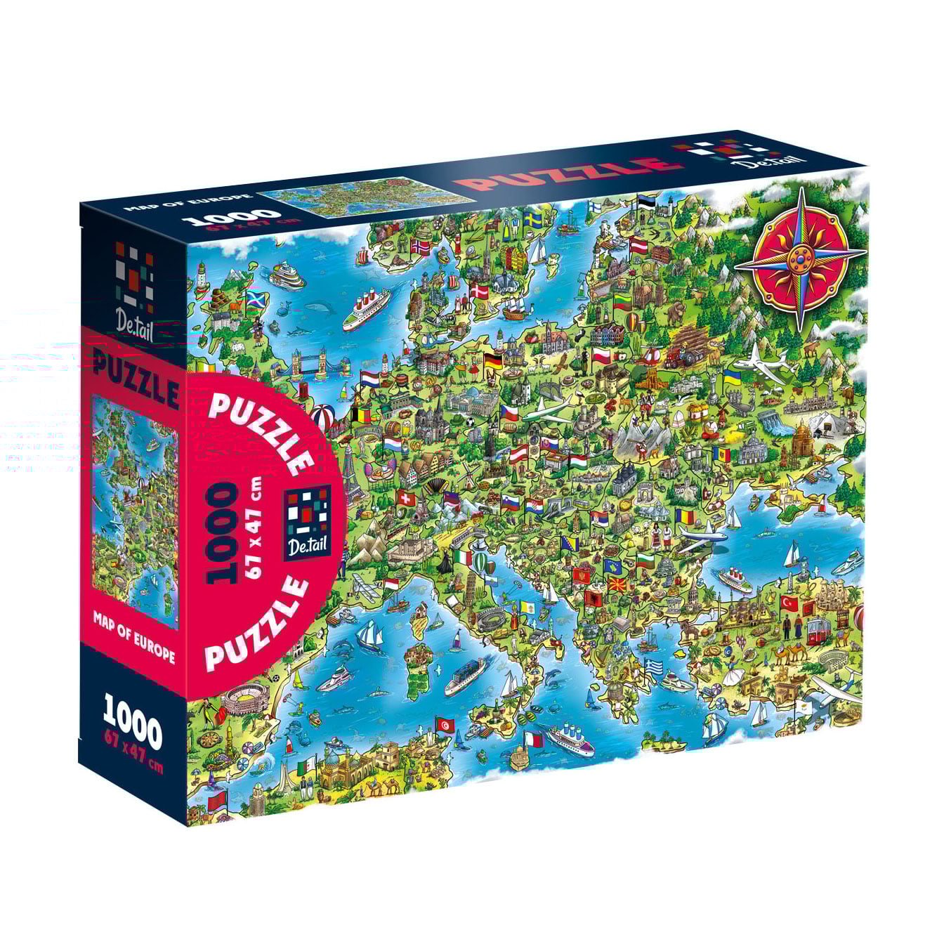 

Пазли De.tail Мапа Європи, 67*47 см, 1000 деталей, від 8 років (DT1000-16)