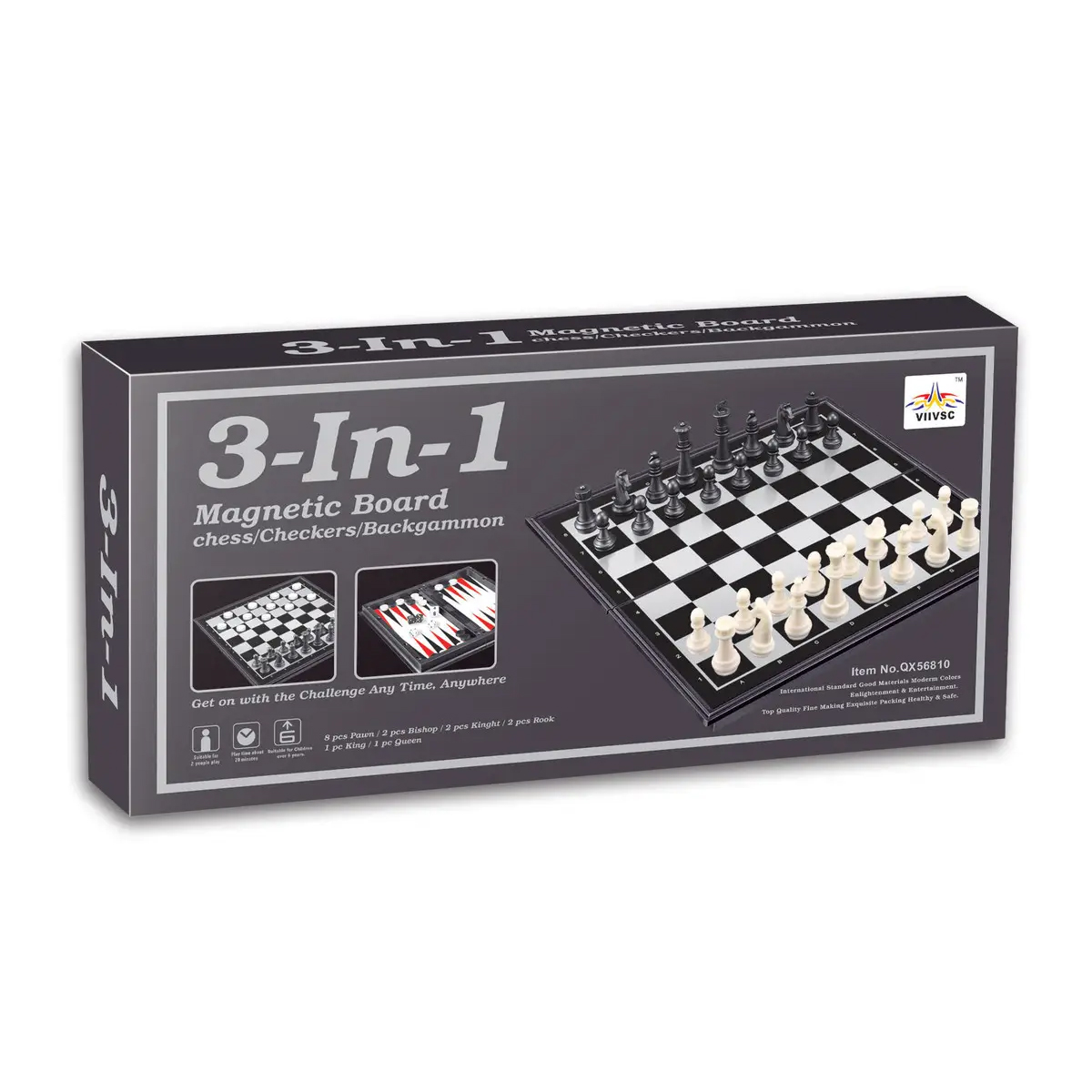 

Настільна гра 3 в 1 YG Toys Магнітні шахи, шашки, нарди, від 6 років, 15.3*8*3 см (QX53810)