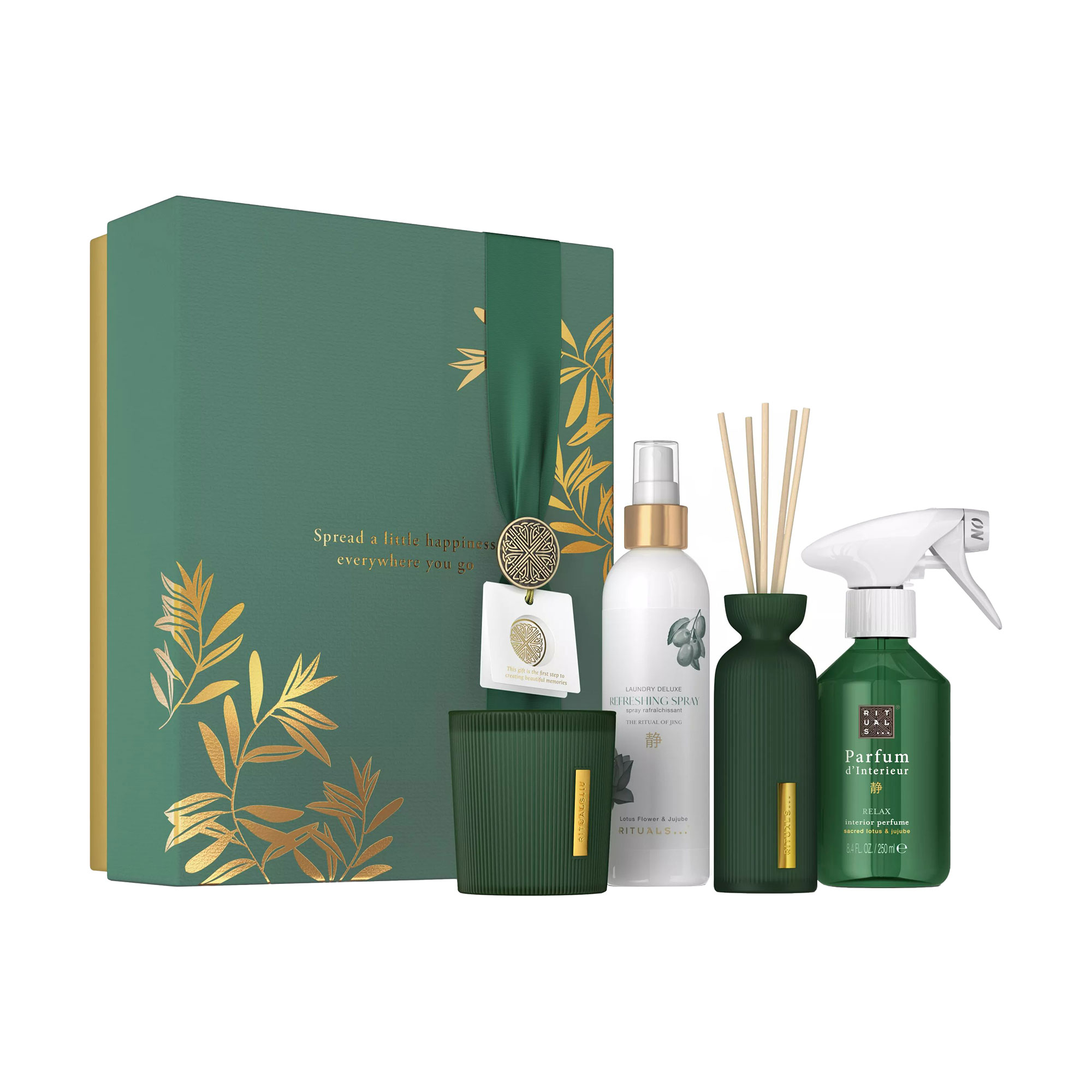 

Подарунковий набір Rituals The Ritual Of Jing Large (спрей, 250 мл + аромат для дому, 250 мл + аромадифузор, 70 мл + свічка, 140 г)