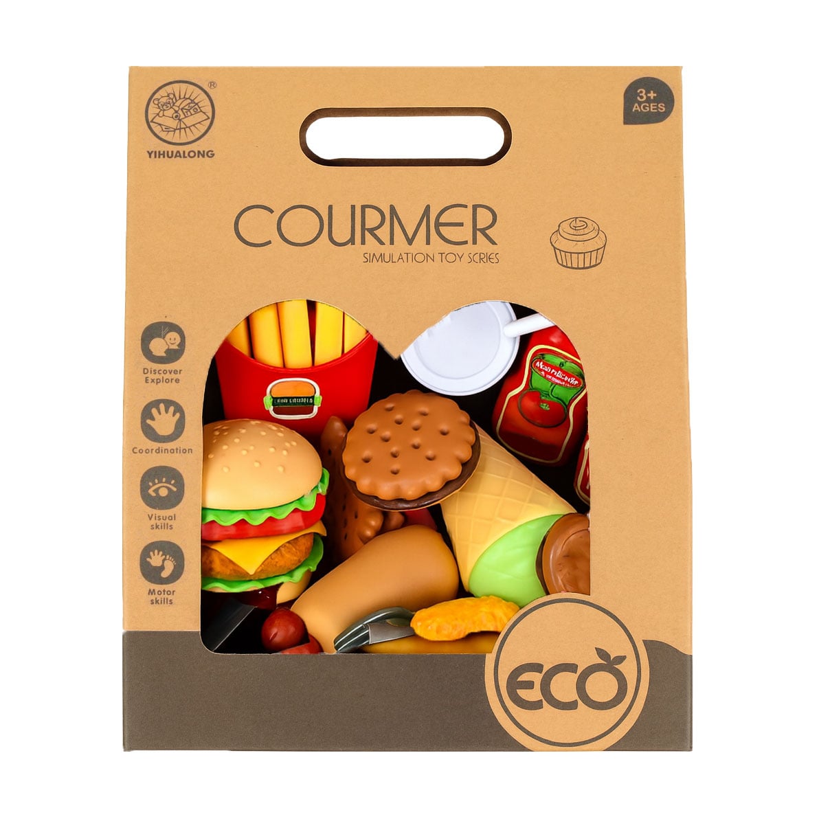

Дитячий іграшковий набір продуктів YIHUALONG Фаст-фуд, від 3 років, 15 деталей (WFM985139)