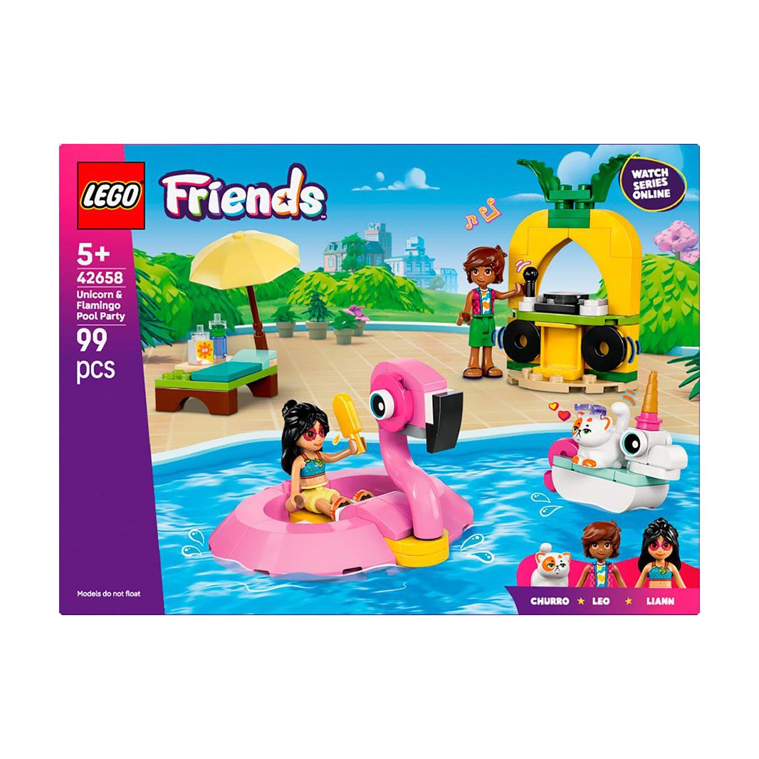

Конструктор LEGO Friends Вечірка єдинорога та фламінго біля басейну, 99 деталей, від 5 років (42658)