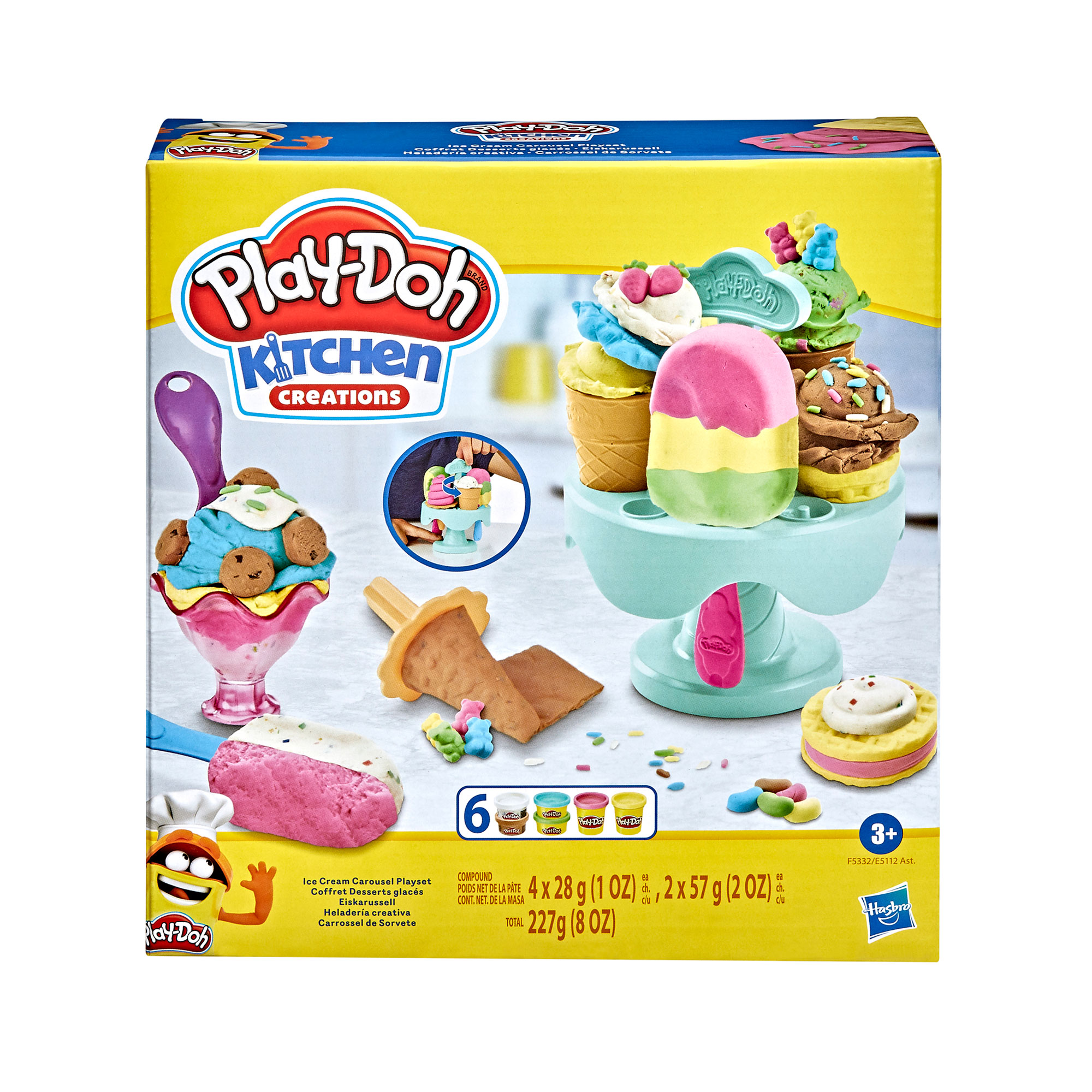 

Набір для ліплення Play-Doh Kitchen Creations Ice Cream Carousel Playset, від 3 років, 17 деталей (E5112 /F5332)