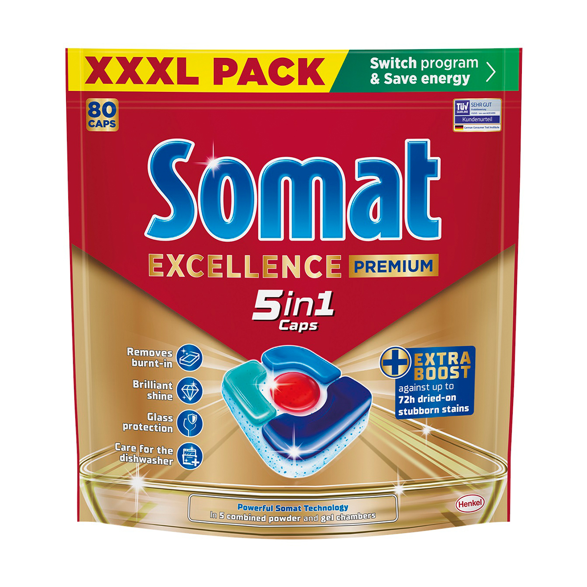 

Таблетки для миття посуду в посудомийній машині Somat Excellence 5 In 1 Caps, 80 шт