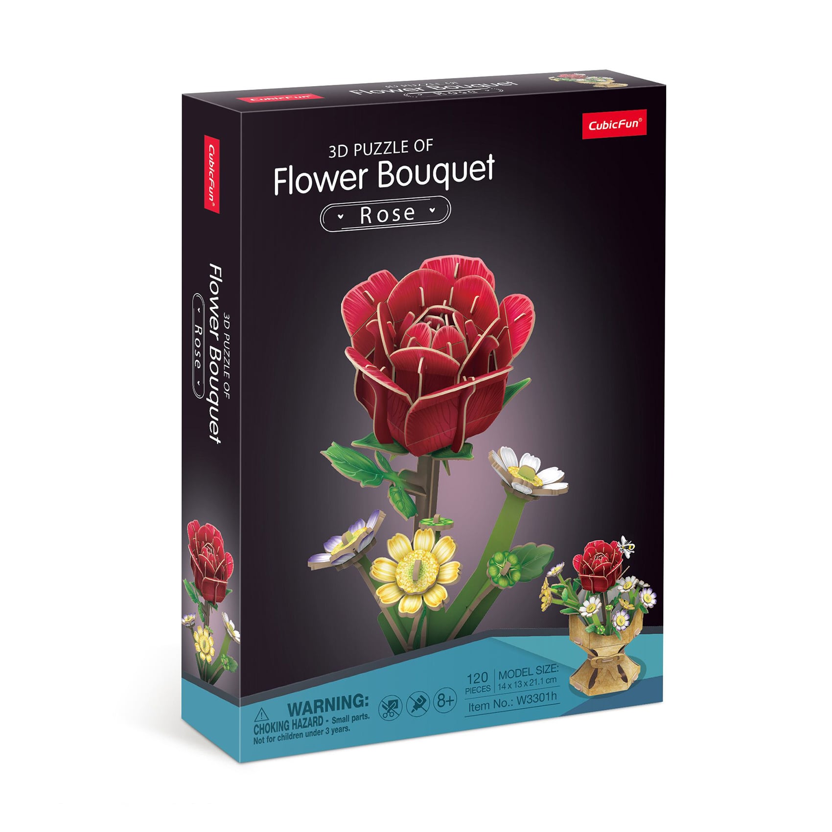

Тривимірна головоломка-конструктор CubicFun Букет квітів Троянда, від 8 років, 14*13*21.1 см, 120 деталей (W3301h)