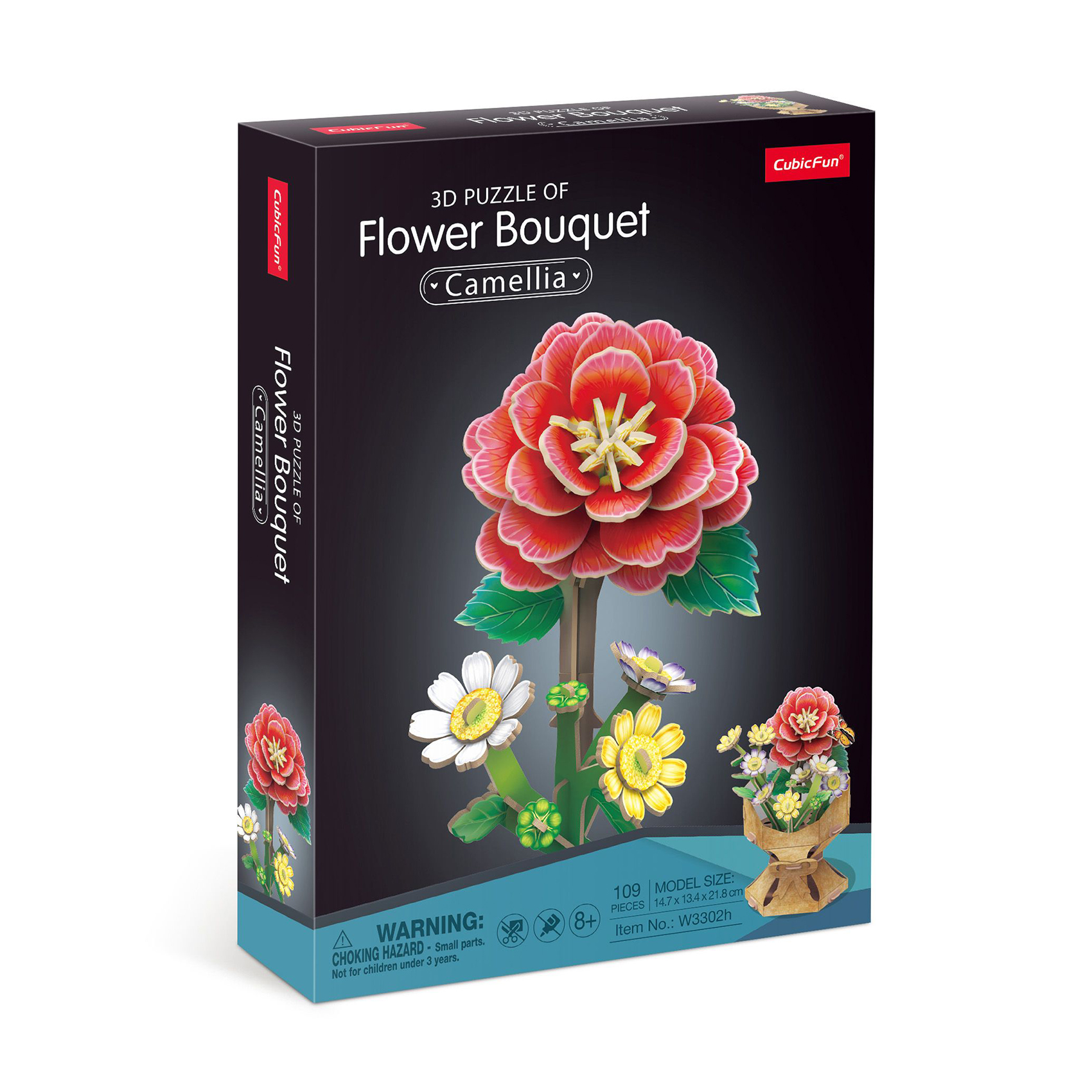 

Тривимірна головоломка-конструктор CubicFun Букет квітів Камелія, від 8 років, 14.7*13.4*21.8 см, 109 деталей (W3302h)