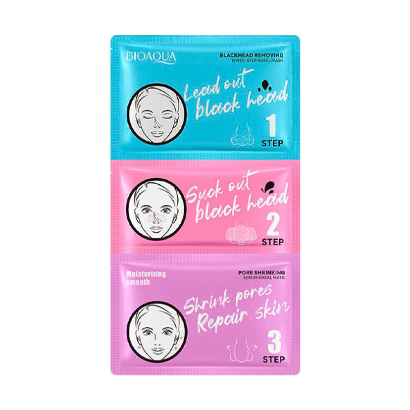 

Триступенева маска для носа Bioaqua для очищення пор, 3*7 г