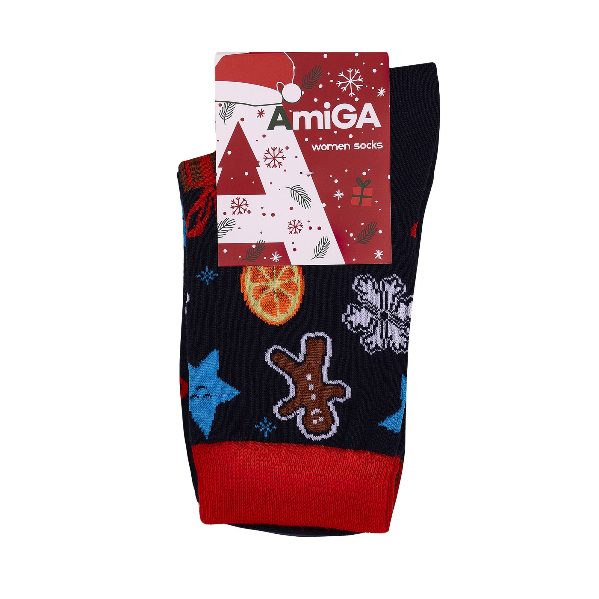 

Шкарпетки жіночі AmiGA новорічні, сині, розмір 23-25