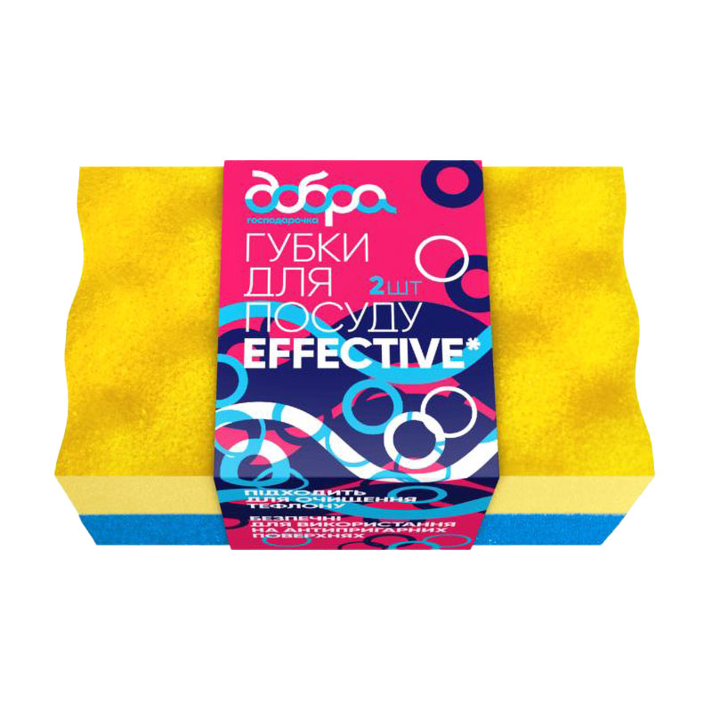

Губки кухонні Добра господарочка Effective для тефлону для стійких забруднень, 2 шт