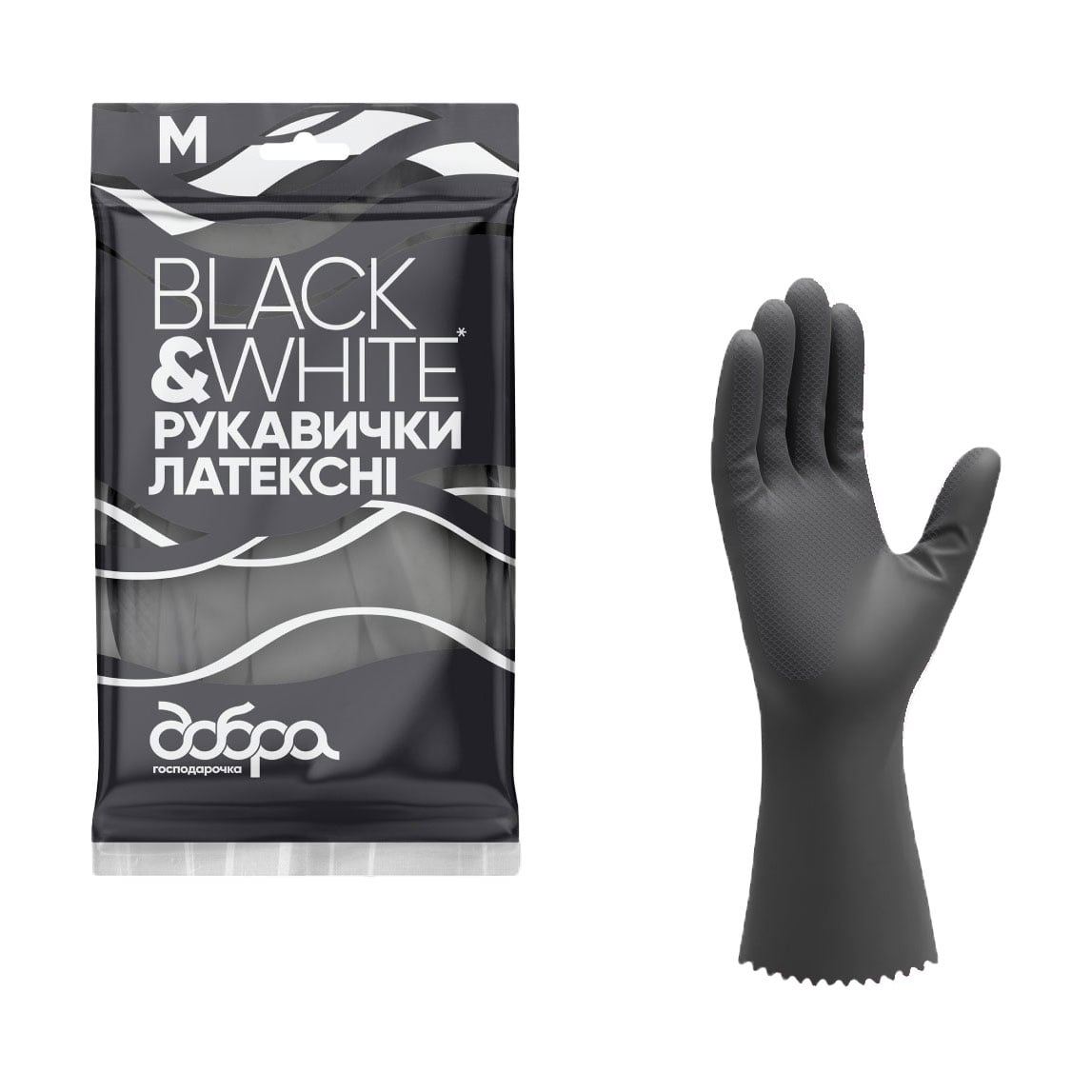 

Рукавички латексні Добра господарочка Black & White, розмір M