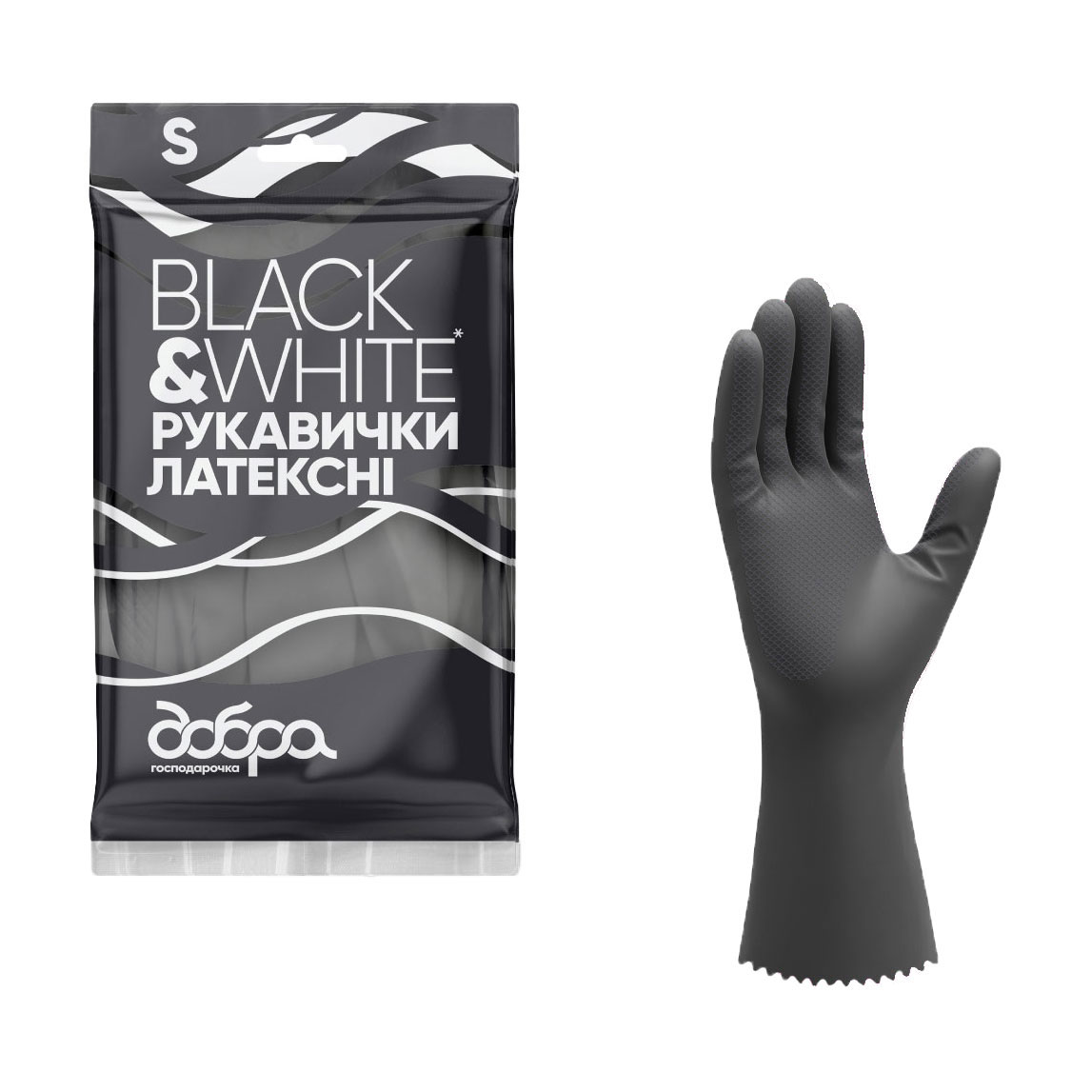 

Рукавички латексні Добра господарочка Black & White, розмір S