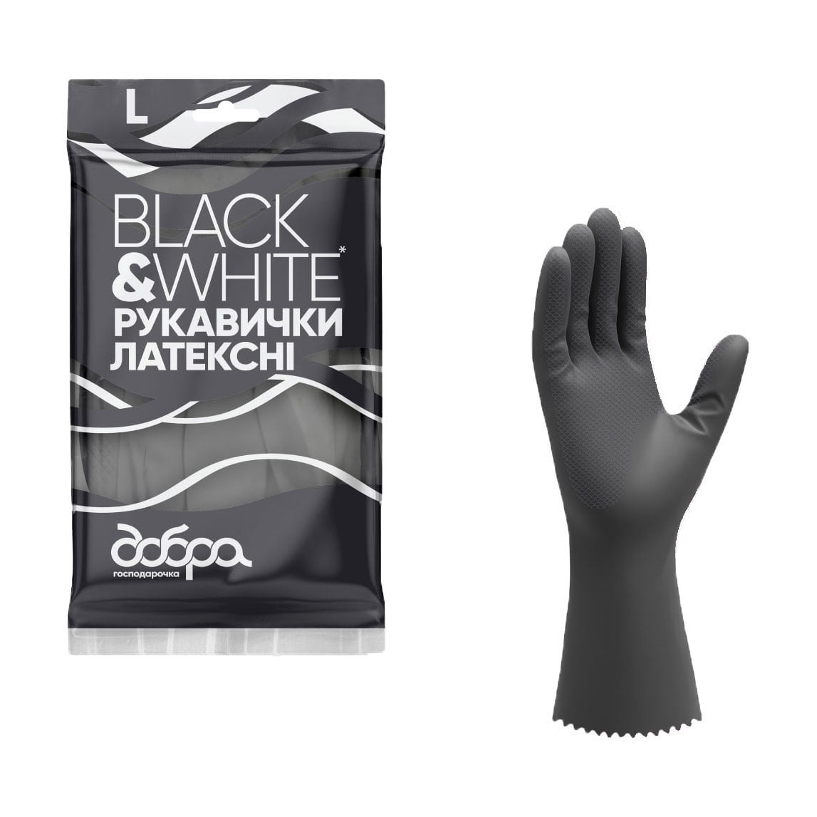 

Рукавички латексні Добра господарочка Black & White, розмір L