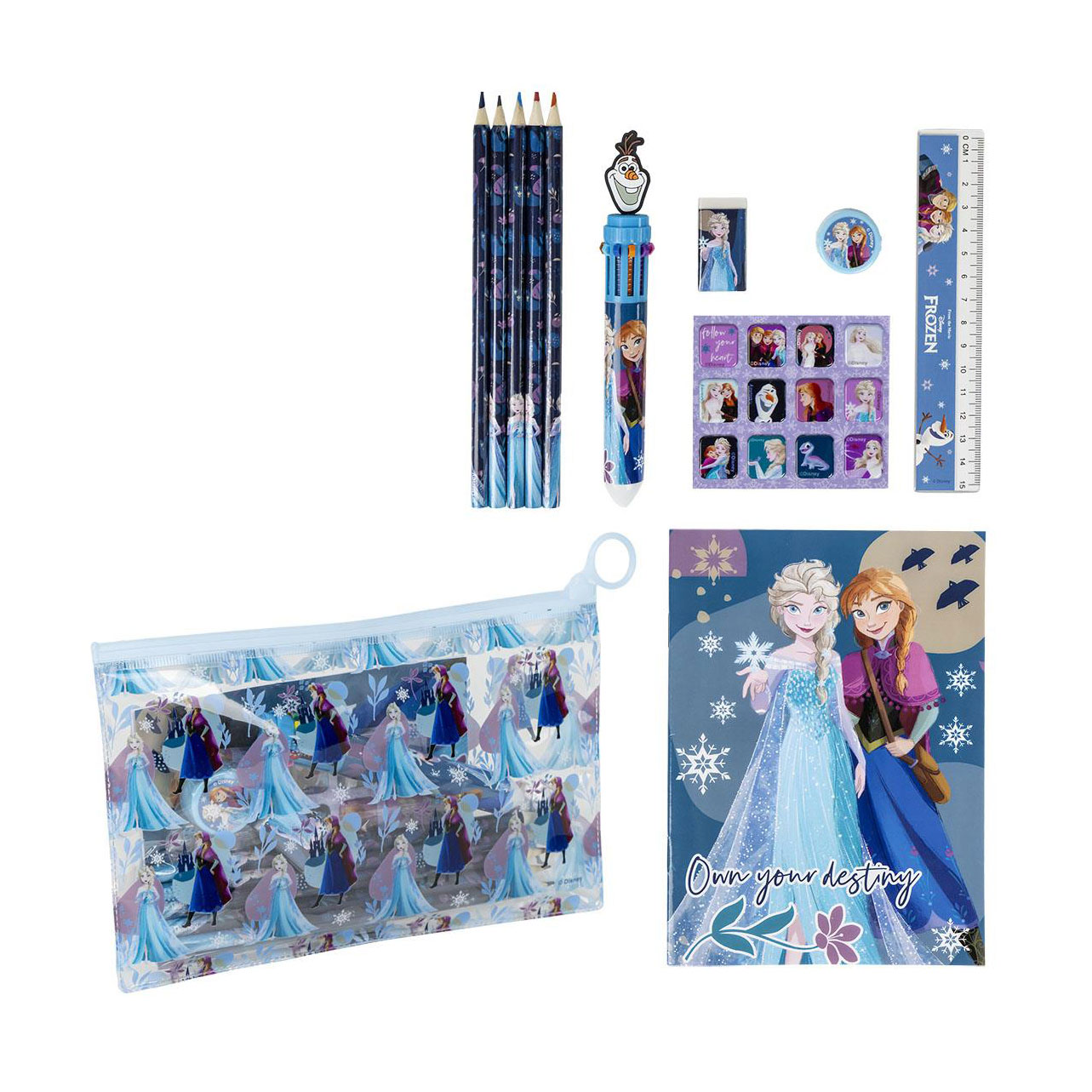 

Дитячий набір шкільних канцелярських товарів Cerda Eva Frozen, від 3 років, 22*14*5 см, 12 предметів (2700001208)