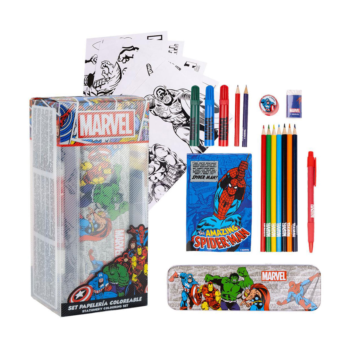 

Дитячий набір для розмальовки Cerda Marvel, від 3 років, 11*24*9.5 см, 25 предметів (2700000836)