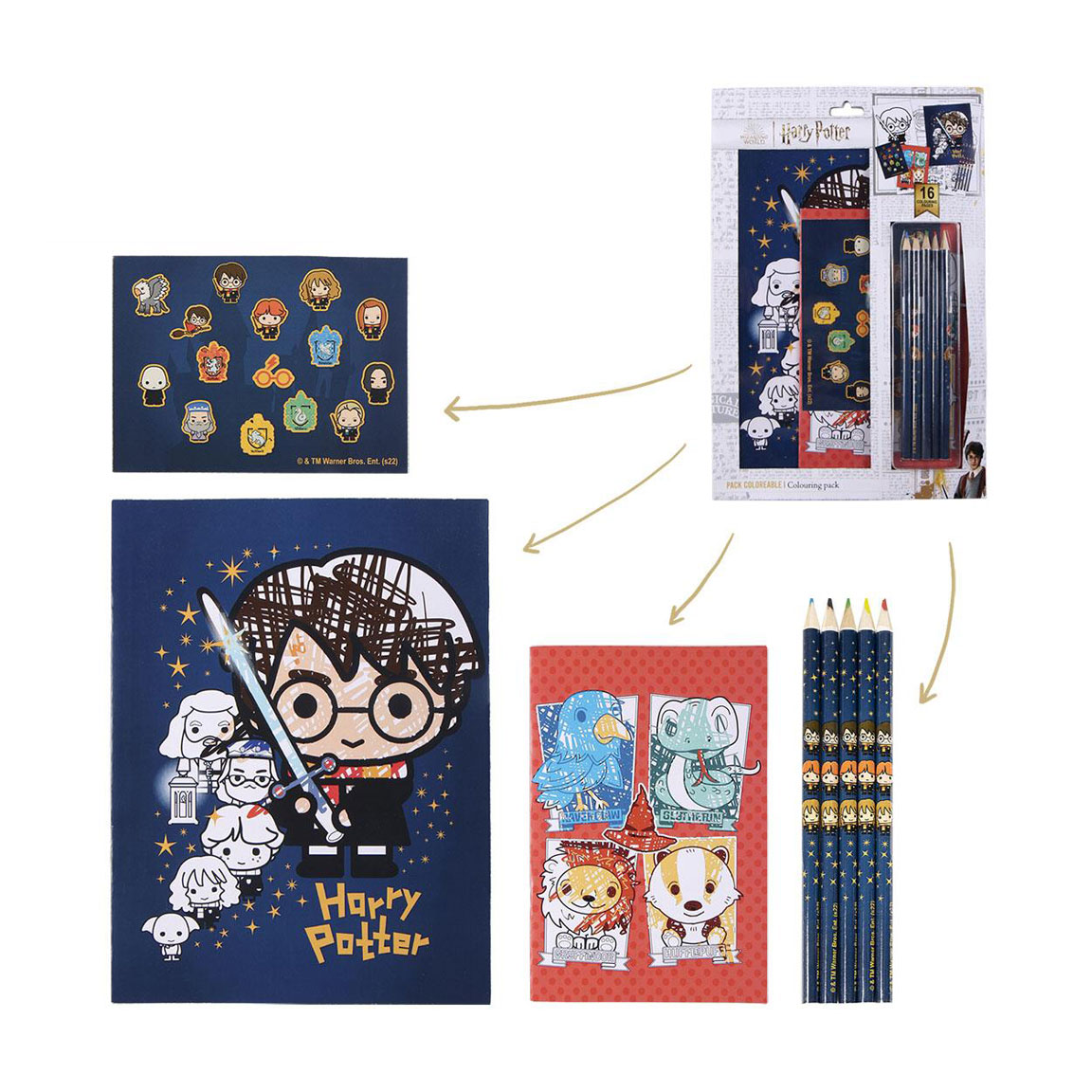 

Дитячий набір для розмальовки Cerda Harry Potter, від 3 років, 21.5*32*5 см, 22 предмети (2700000332)