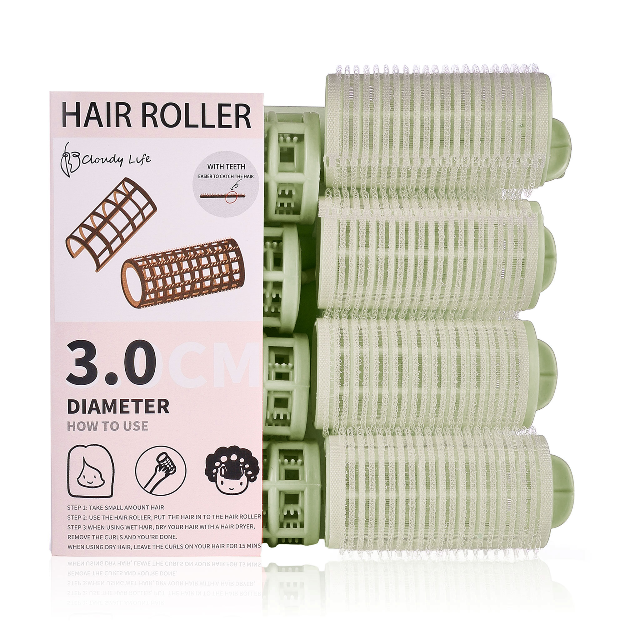 

Набір бігуді із затискачами, діаметр 30 мм, зелений, 8 шт (24H1407)