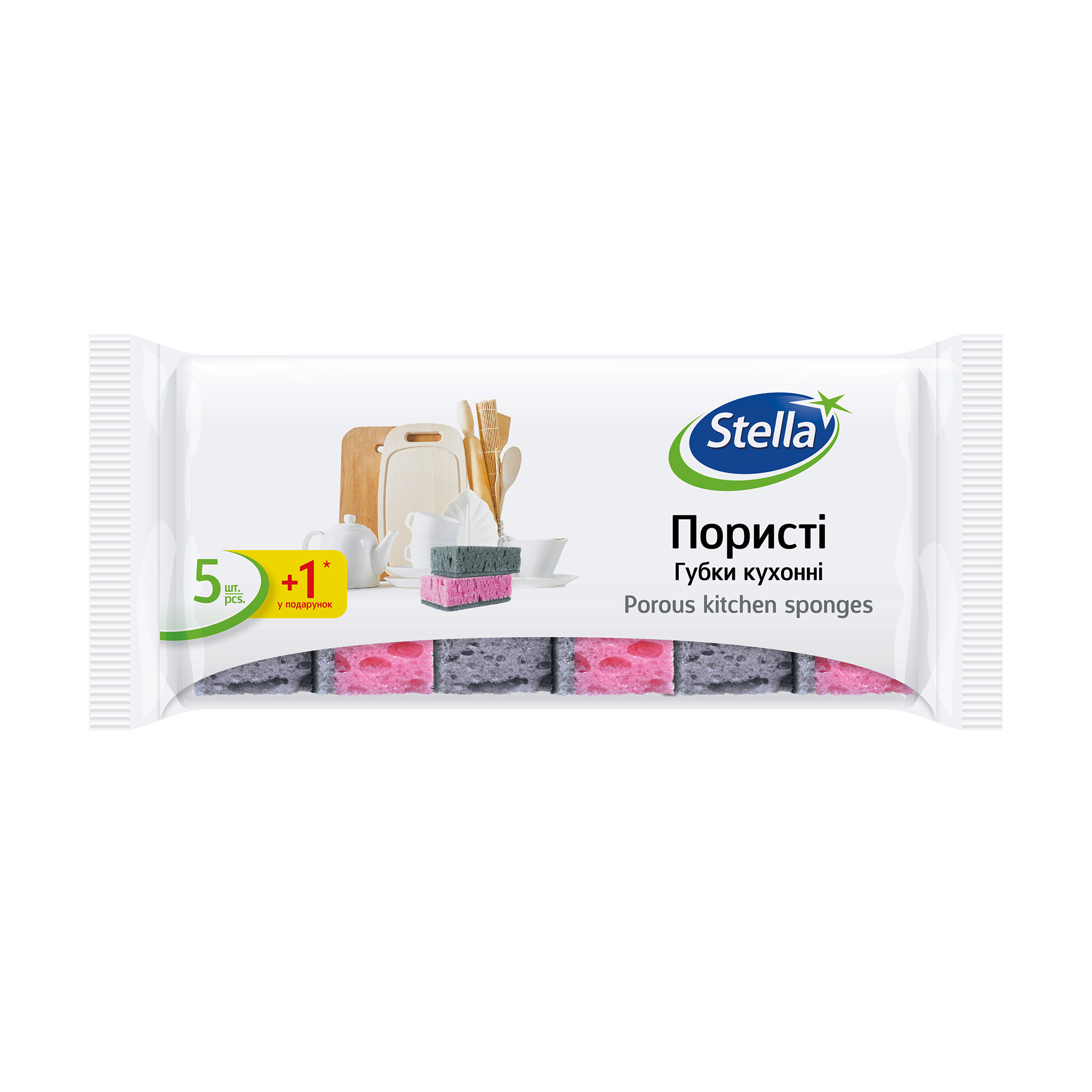 

Губки кухонні Stella пористі, 5+1 шт