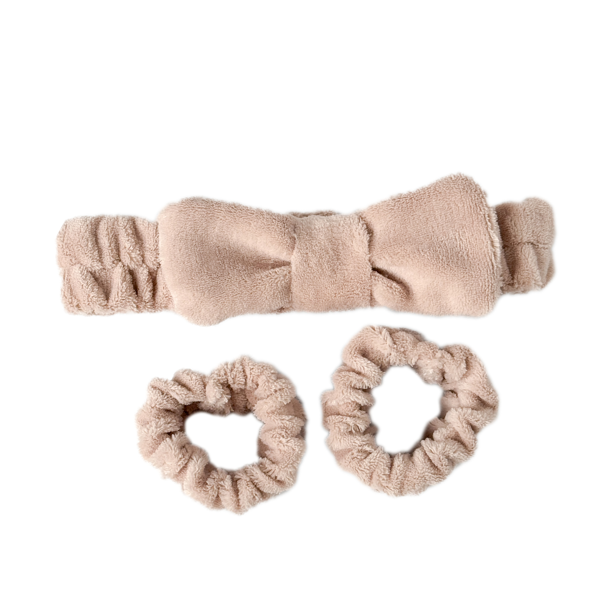 

Набір аксесуарів для вмивання EVA.UA плюшевий, бежевий (нарукавники, 2 шт + пов'язка косметична) (AF02)