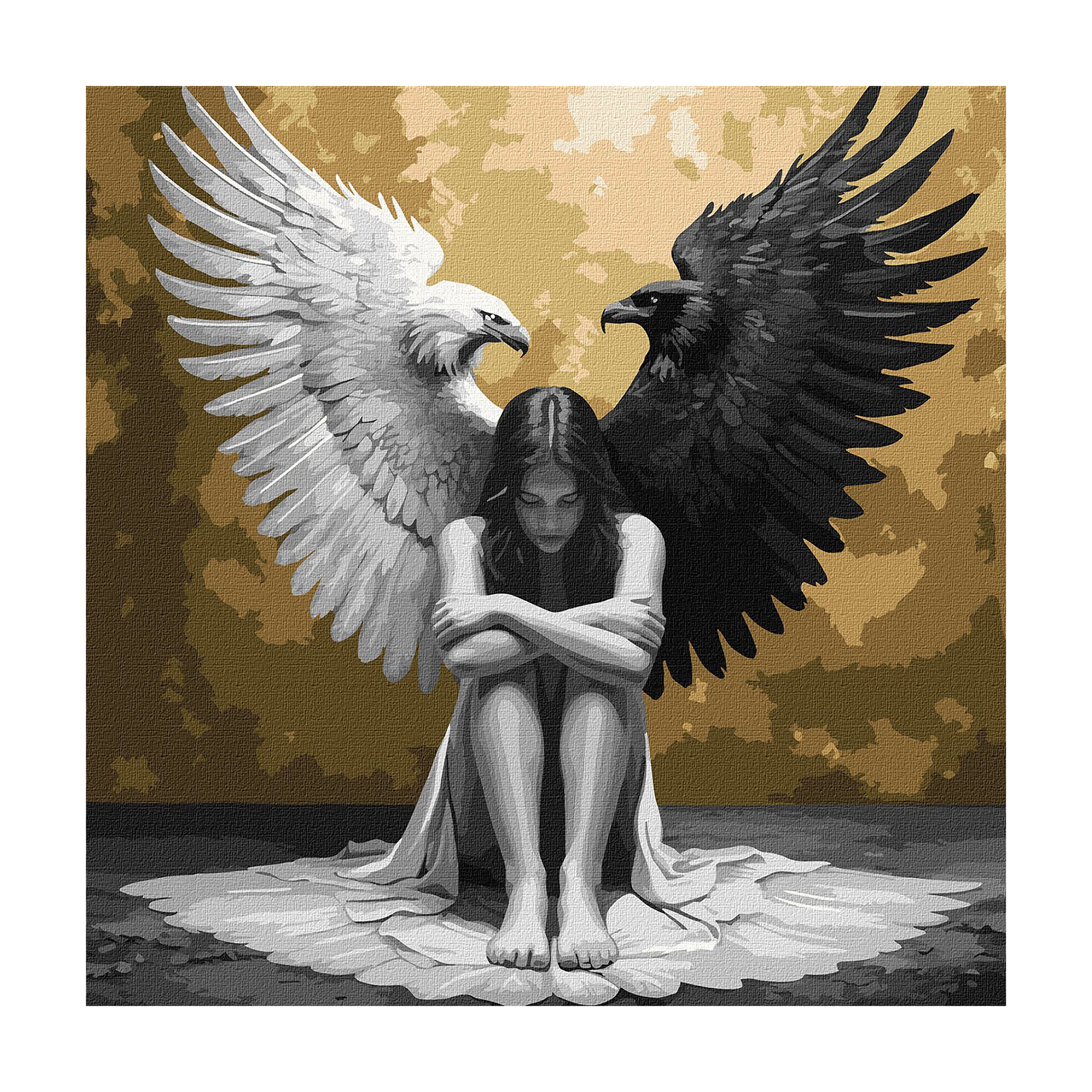 

Картина за номерами Ideyka Дві сторони душі з фарбами металiк, 40*40 см (KHO5153)