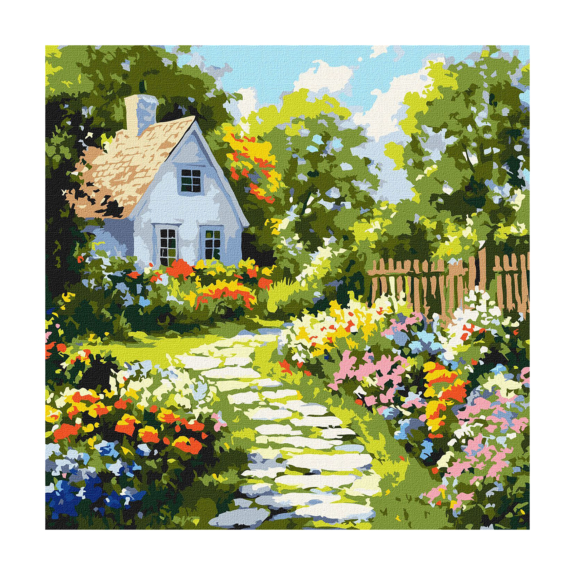 

Картина за номерами Ideyka Квіти біля хатини, 40*40 см (KHO6383)