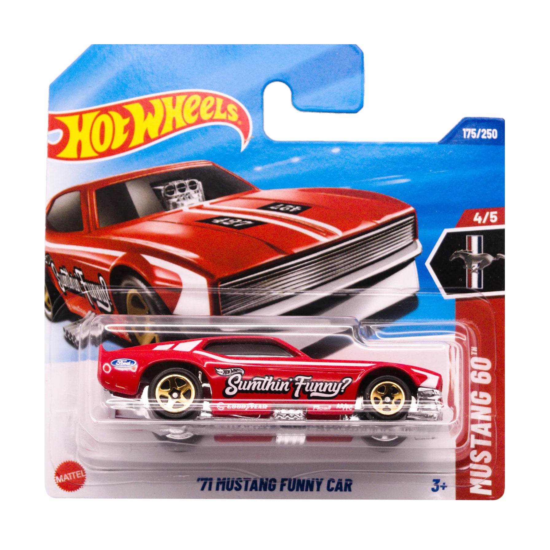

Базовий автомобіль Hot Wheels 71 Mustang Funny Car, червоний, від 3 років, 11*3.5*11 см (5785)
