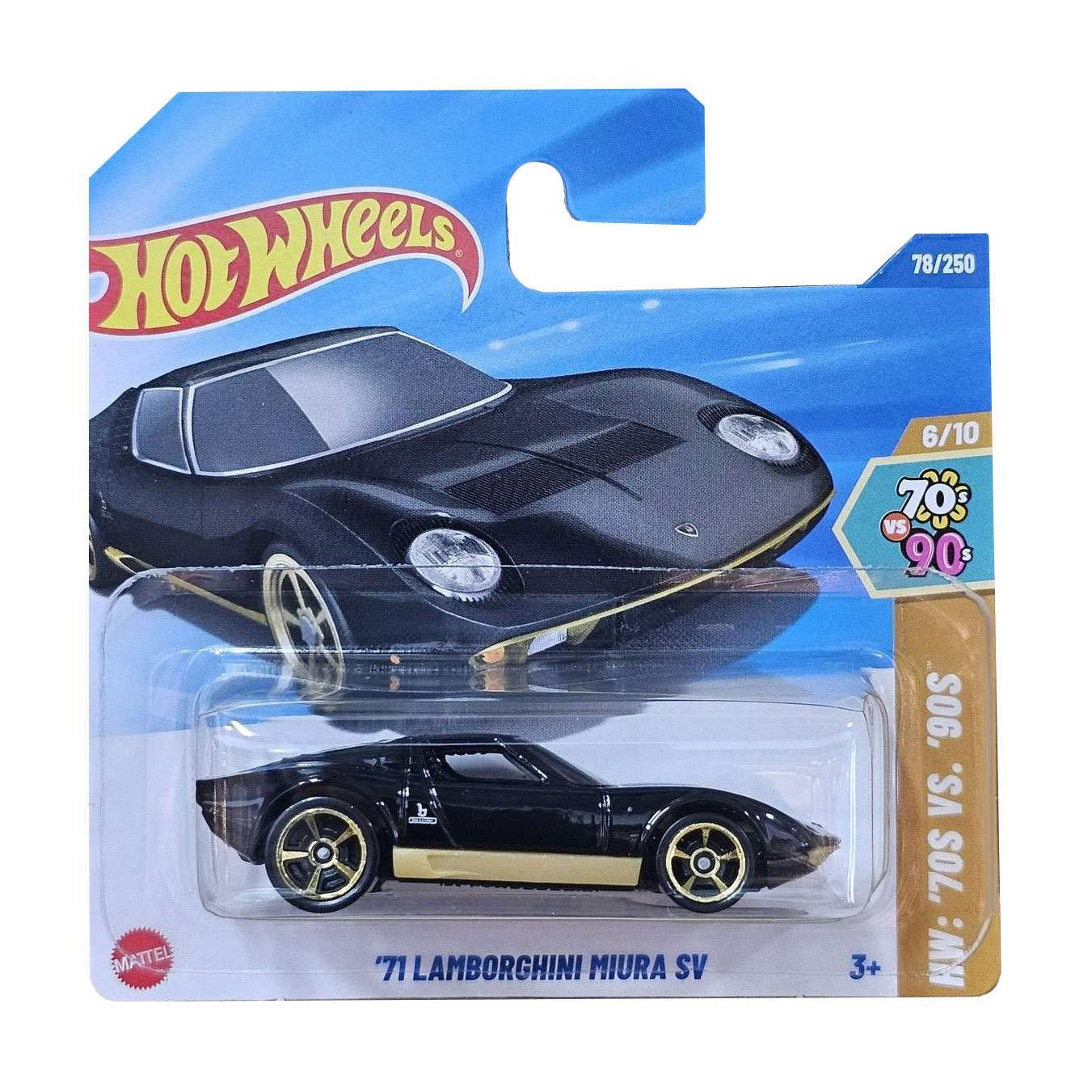 

Базовий автомобіль Hot Wheels 71 Lamborghini Miura SV, чорний, від 3 років, 11*3.5*11 см (5785)