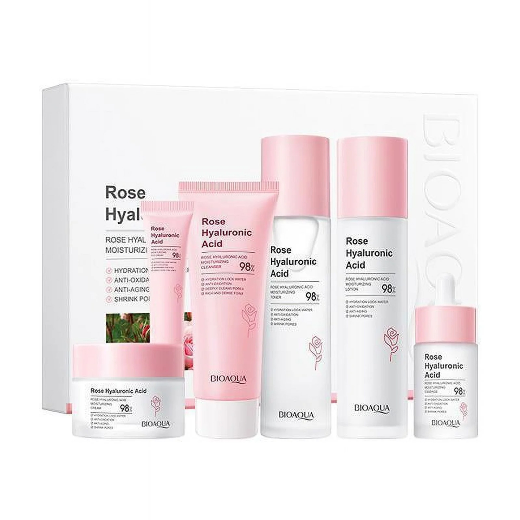 

Уцінка! Набір для обличчя Sadoer Rose Hyaluronic Acid Moisturizing Six-Piece Set, 6 продуктів